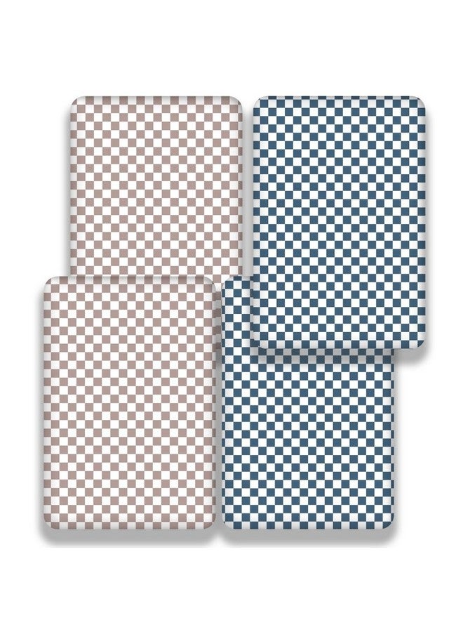 FIGEPO 4 Pack Checkered Crib Sheets Neutral Breathable Fitted Baby Sheets Nursery Sheets for Baby Boys or Girls (Crib Sheet) - Image 4