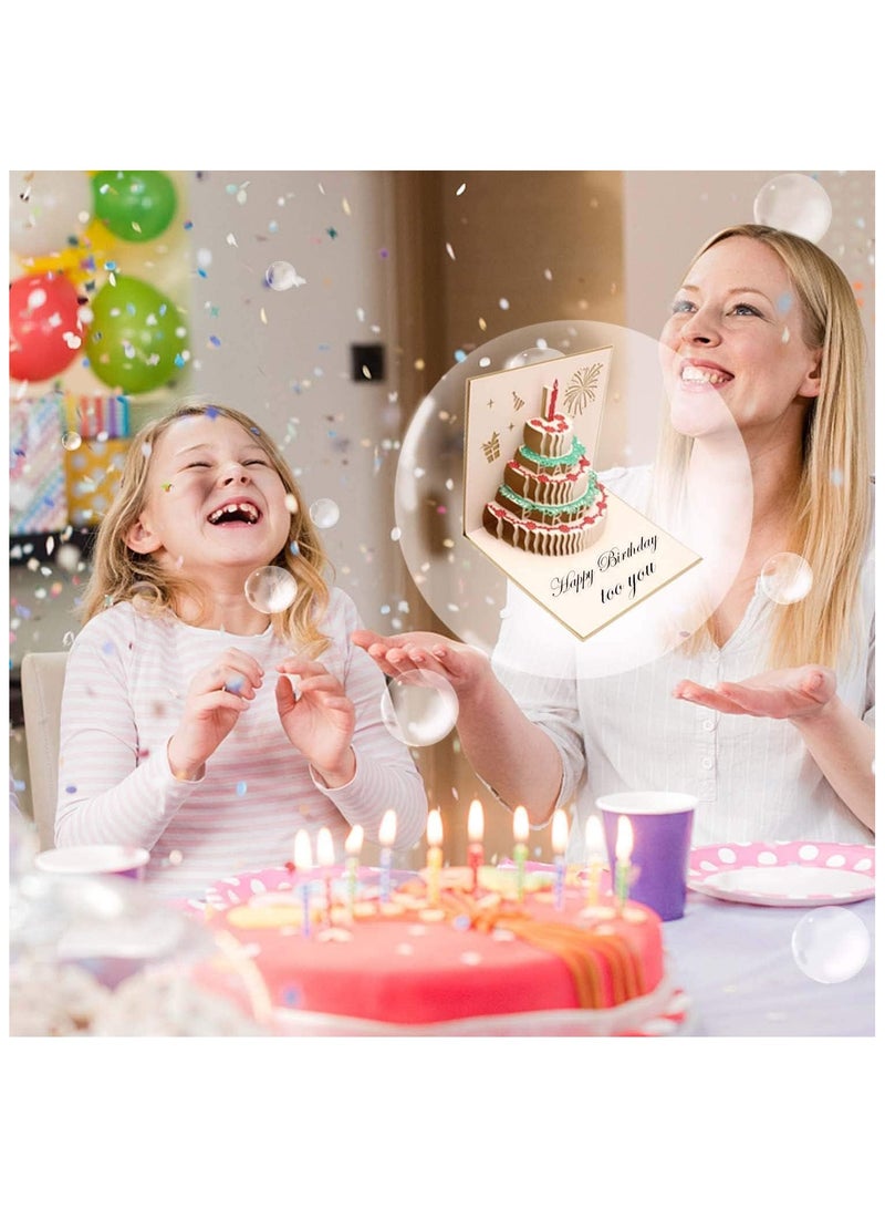 بطاقة عيد ميلاد، بطاقات تهنئة ثلاثية الأبعاد على شكل كعكة عيد ميلاد سعيدة (ذهبية) - Image 5