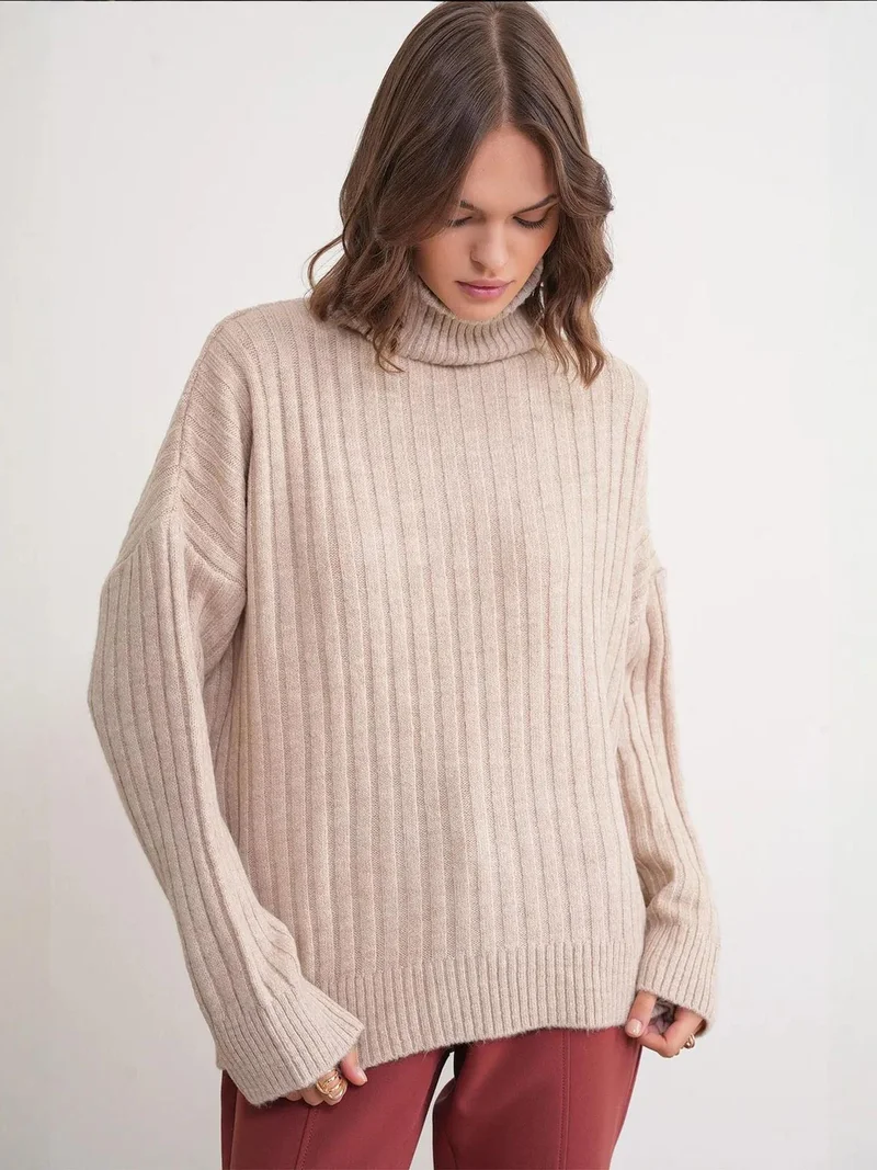 MixRay Mixray Oversize Ribbed Turtleneck Sweater