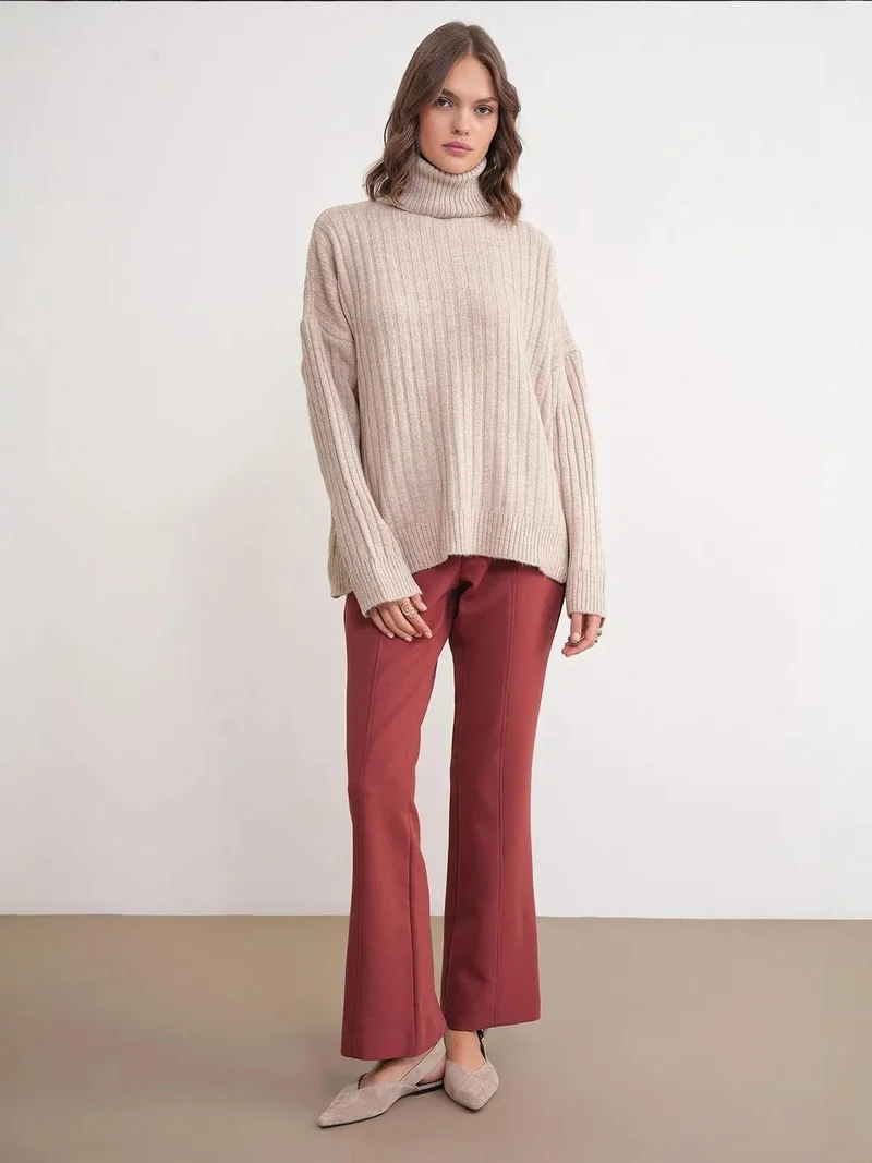 MixRay Mixray Oversize Ribbed Turtleneck Sweater