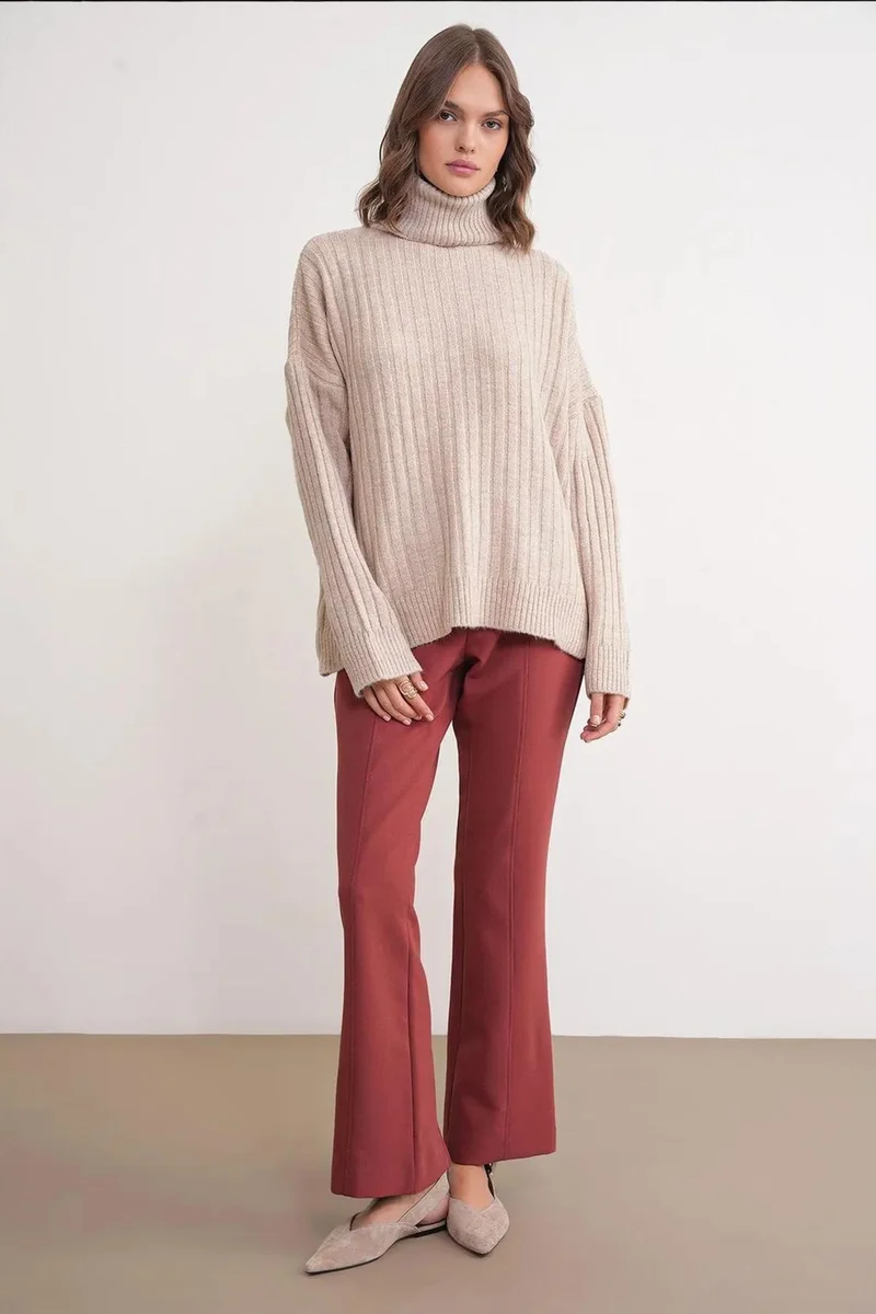Mixray Mixray Oversize Ribbed Turtleneck Sweater