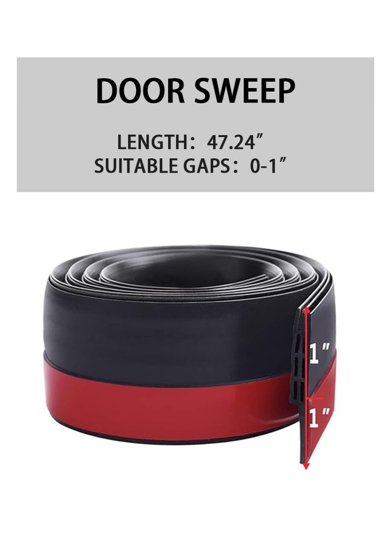 ZAFRA Door Draft Stopper 120cm, Under Door Seal Sweep for Interior Exterior Doors, Energy Saving Sound Insulation, Cuttable Aluminum & Rubber, Black - Image 3