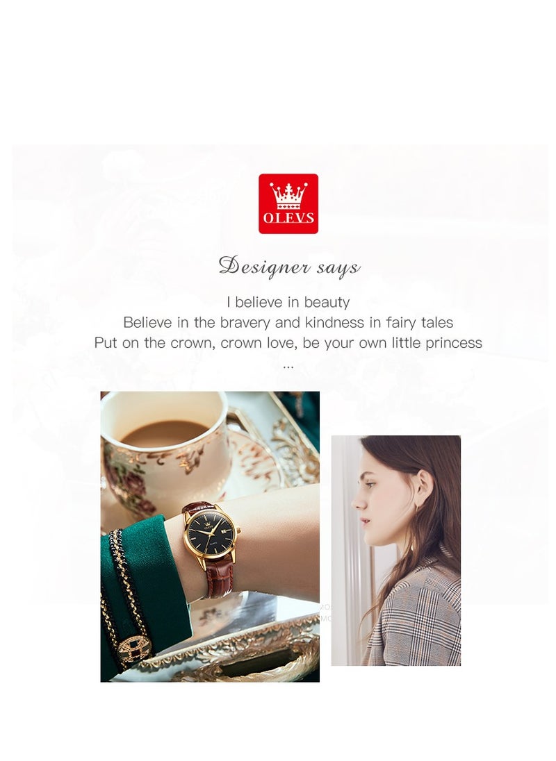 OLEVS - Watches for Women Quartz Analog Water Resistant Leather Watch 6898 - Image 1