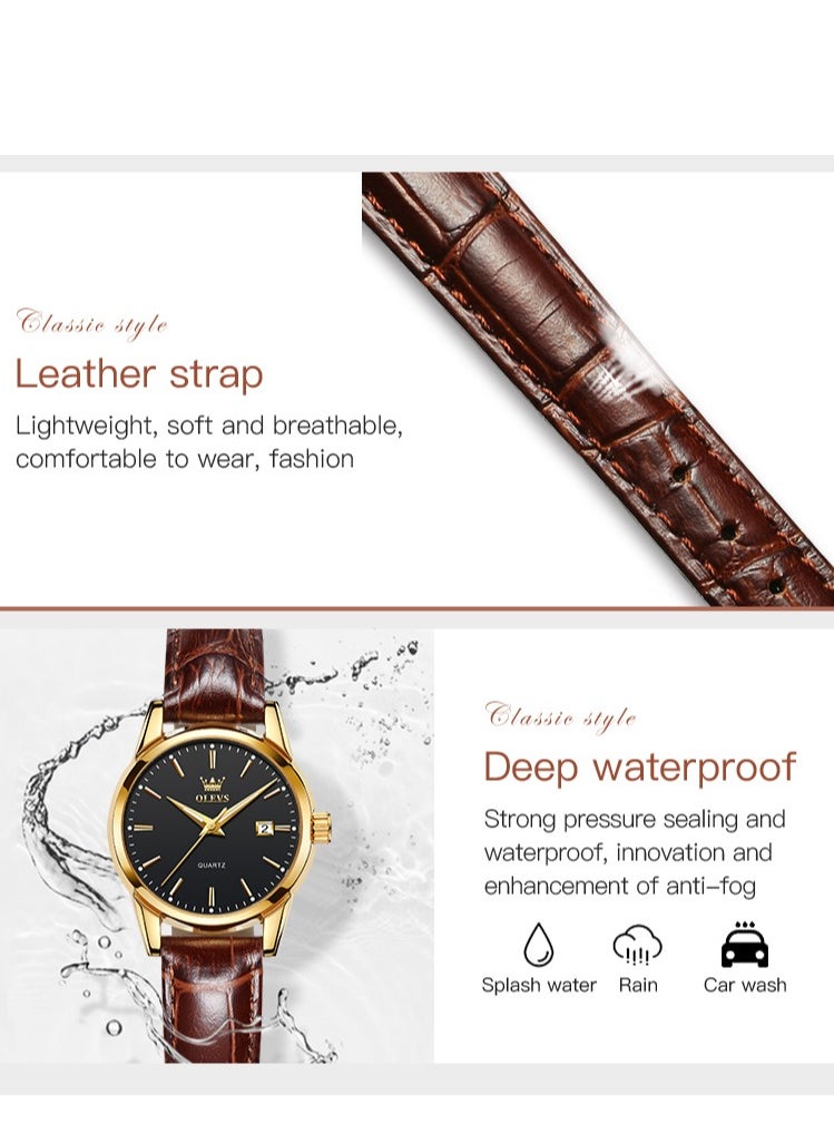 OLEVS - Watches for Women Quartz Analog Water Resistant Leather Watch 6898 - Image 1