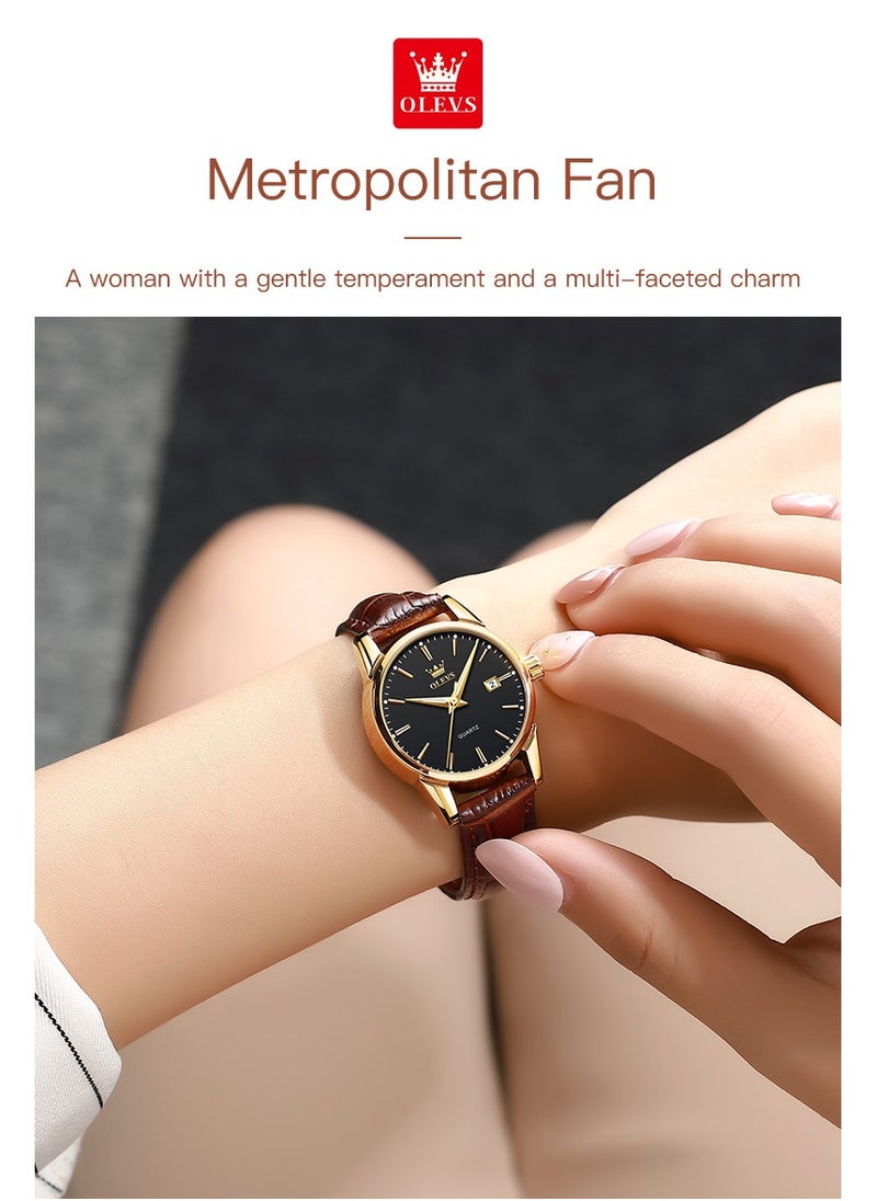 OLEVS - Watches for Women Quartz Analog Water Resistant Leather Watch 6898 - Image 1