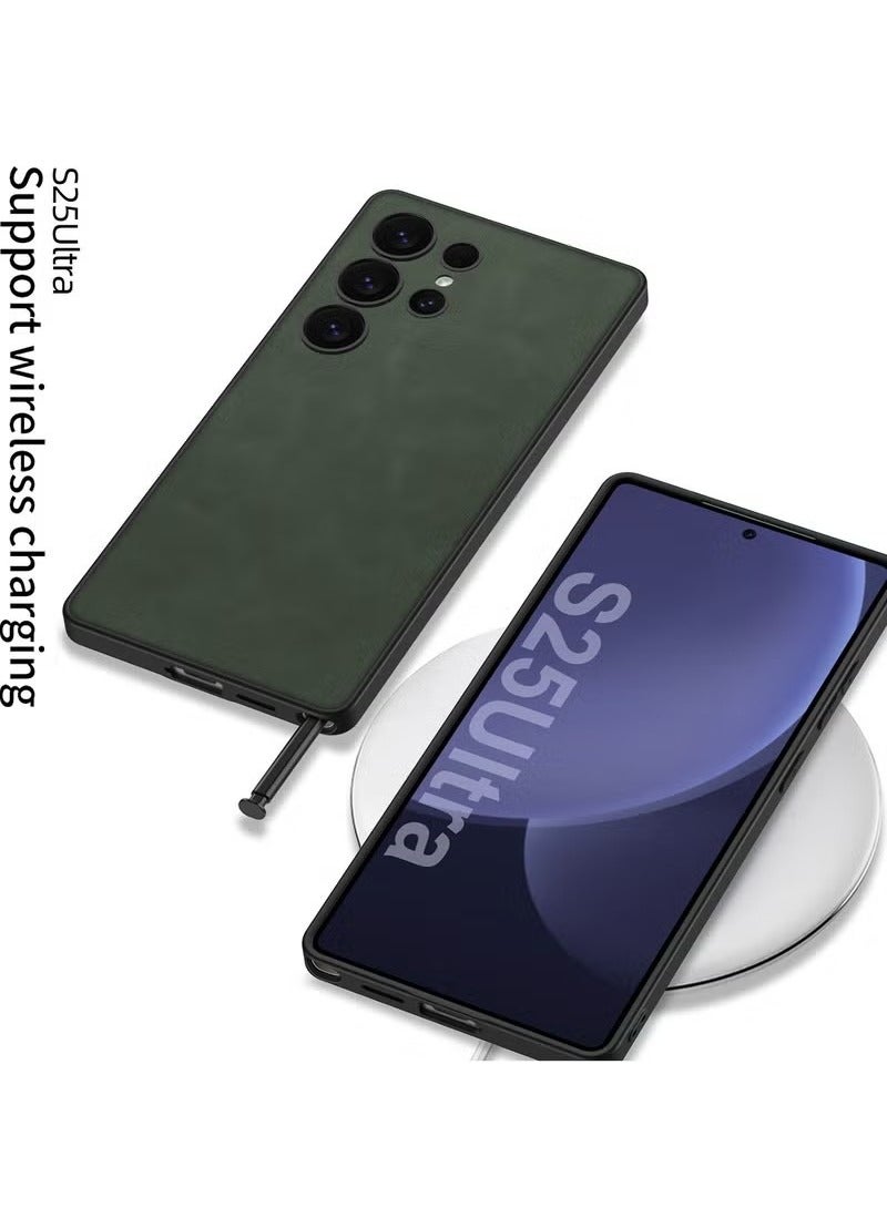 Luxury Matte Leather Case for Samsung Galaxy S25 Ultra (2025) , Ultra-Thin, Anti-Drop, All-Round Protection Phone Cover Support Wireless Charging with Pen Slot Design - Pen Not Included - Image 4