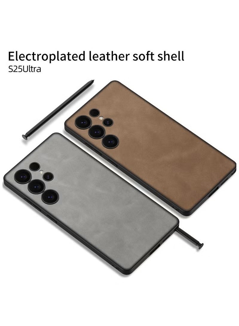 Luxury Matte Leather Case for Samsung Galaxy S25 Ultra (2025) , Ultra-Thin, Anti-Drop, All-Round Protection Phone Cover Support Wireless Charging with Pen Slot Design - Pen Not Included - Image 2
