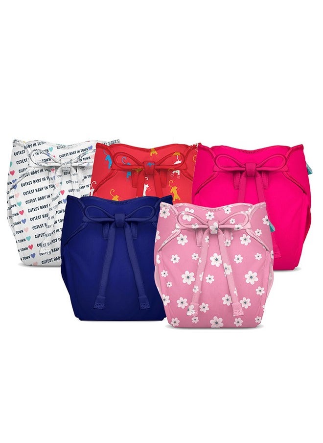 Bumberry New & Improved Smart Nappy For New Born Baby (Xs |0-3 Months) | Holds Upto 3 Pees With Extra Absorbtion & 100% Leak Protection All In One Cloth Diaper For Just Borns - 5 Pcs - Kit 4 