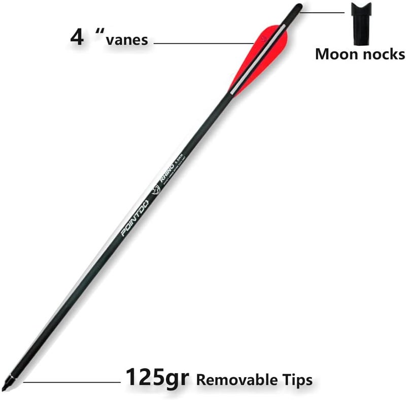Pointdo 20inch Carbon Crossbow Bolts Crossbow Hunting Arrows with 4" Vanes and Replaced Arrowhead/Tip (12 Pack) - Image 2
