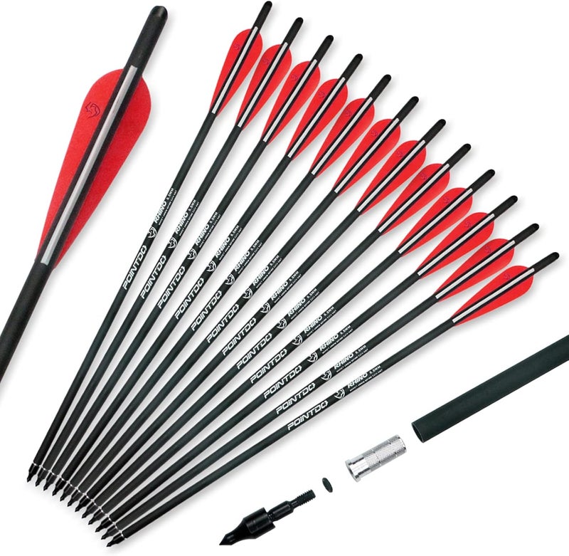 Pointdo 20inch Carbon Crossbow Bolts Crossbow Hunting Arrows with 4" Vanes and Replaced Arrowhead/Tip (12 Pack) - Image 1