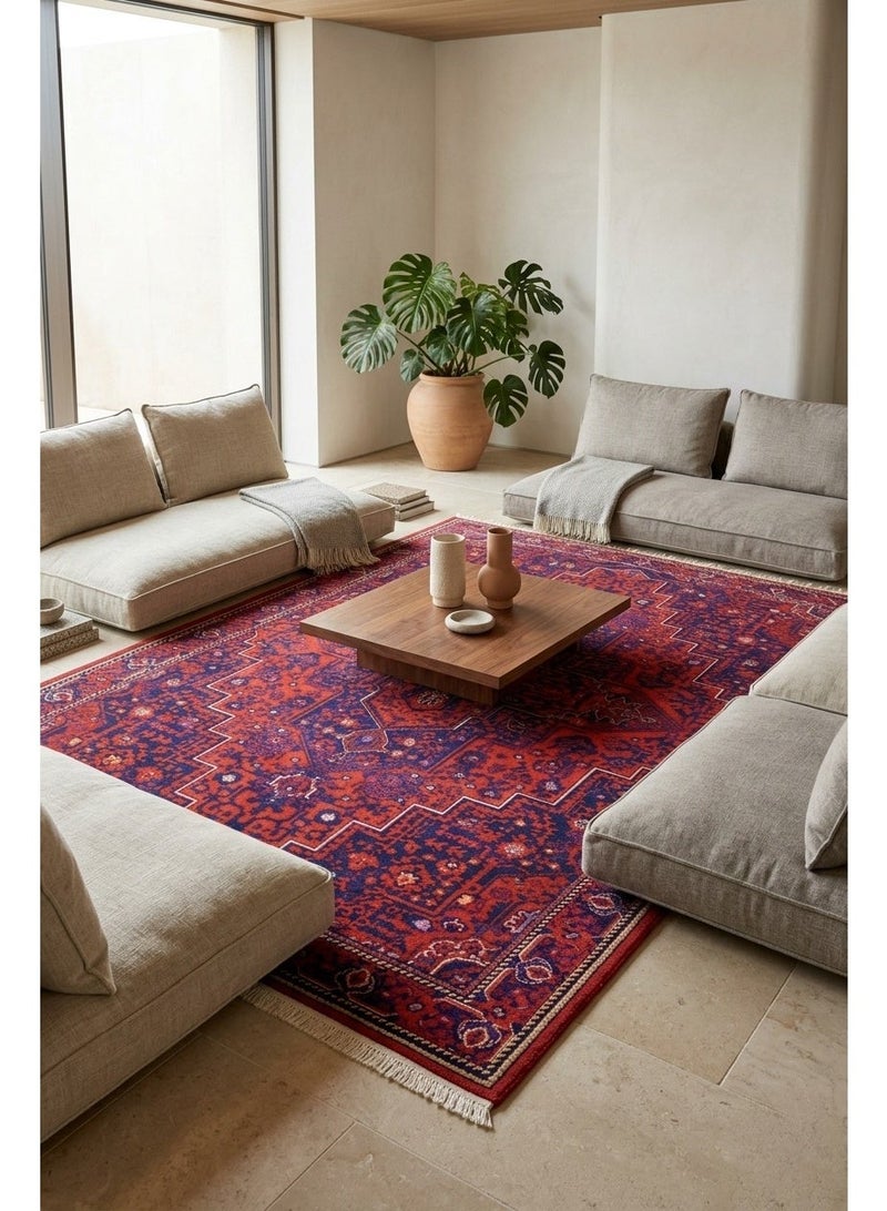 القفاري بشاير سجاد مجالس وغرفة معيشة 165×260 سم أحمر، تصميم عربي تراثي فاخر، ناعم مانع للانزلاق ومتين - Image 1
