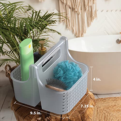 Brookstone, Portable Shower Caddy, Bathroom Organizer Basket, Perfect Size for Dorm/College, Plastic Bath Tote, Dries Quickly with Drainage Holes, Soft Grip Carrying Handle, Frosted Clear - Image 4
