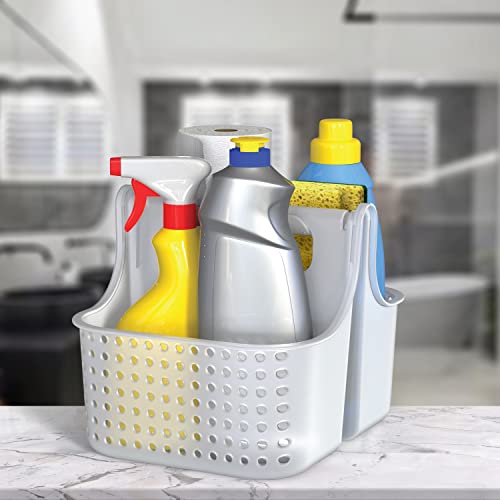 Brookstone, Portable Shower Caddy, Bathroom Organizer Basket, Perfect Size for Dorm/College, Plastic Bath Tote, Dries Quickly with Drainage Holes, Soft Grip Carrying Handle, Frosted Clear - Image 5