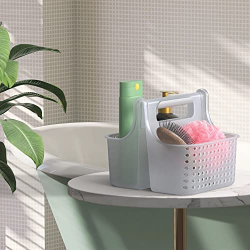 Brookstone, Portable Shower Caddy, Bathroom Organizer Basket, Perfect Size for Dorm/College, Plastic Bath Tote, Dries Quickly with Drainage Holes, Soft Grip Carrying Handle, Frosted Clear - Image 3