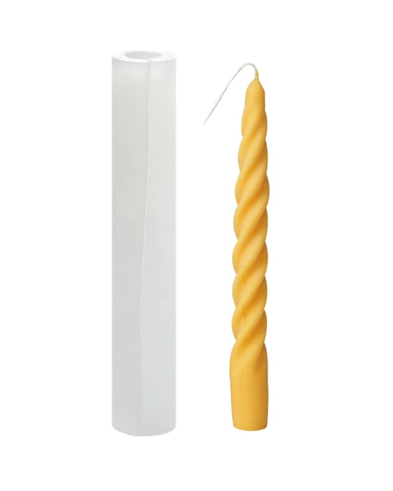 TOPYS 3D Twisted Taper Silicone Candle Molds, Long Spiral Cylinder Molds for Aromatherapy Candle Soy Wax Soap Clay Craft Plaster Resin Making, Pillar Mold for HomeDecoration Gift (C) - Image 1