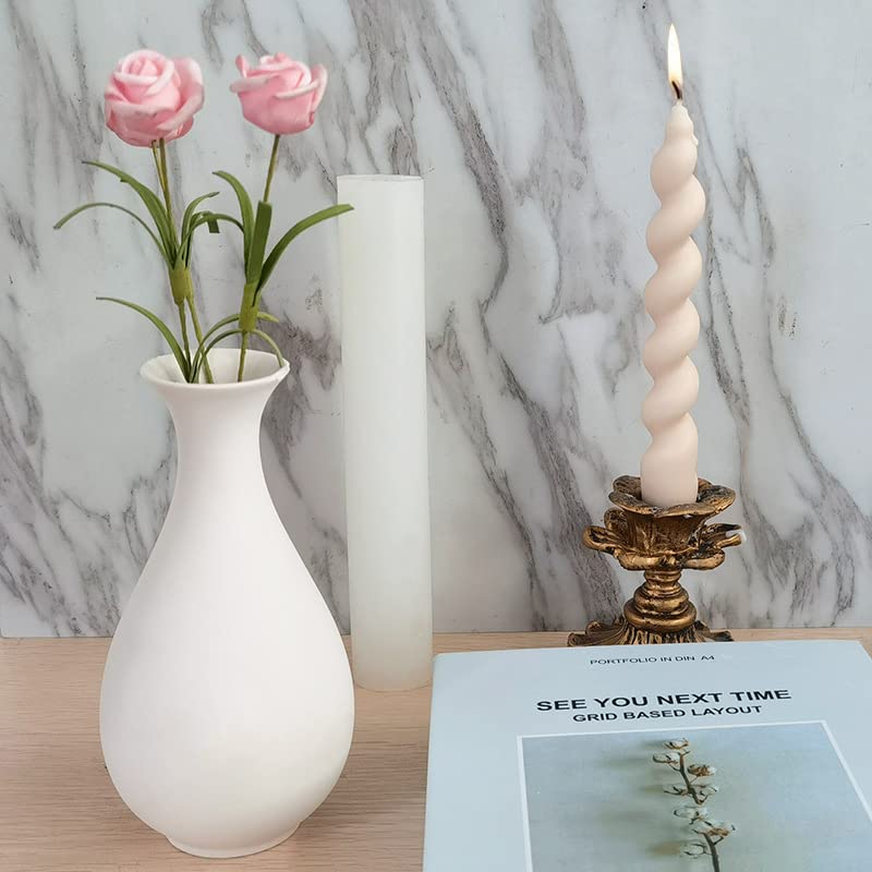 TOPYS 3D Twisted Taper Silicone Candle Molds, Long Spiral Cylinder Molds for Aromatherapy Candle Soy Wax Soap Clay Craft Plaster Resin Making, Pillar Mold for HomeDecoration Gift (C) - Image 4