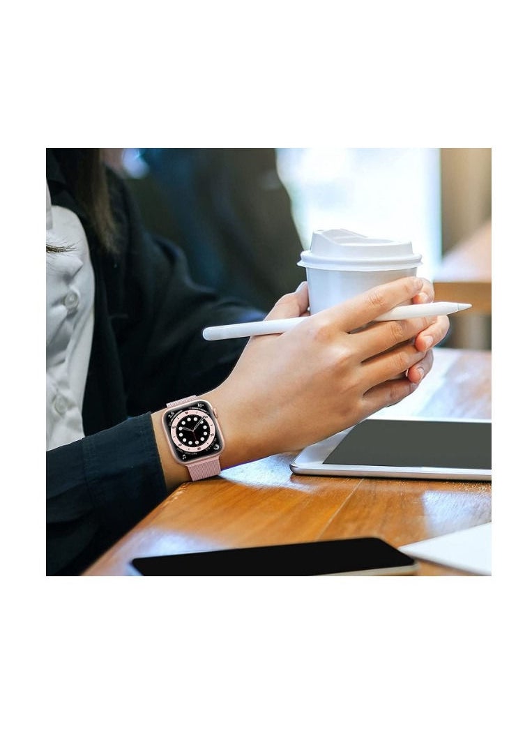 RiZOW - RiZOW Milanese Metal Stainless Steel Mesh Loop Replacement Band Magnetic Clasp Compatible With Apple iWatch Band 7/6/5/4/3/2/1/SE 42mm/44mm/45mm, Rose Gold - Image 1
