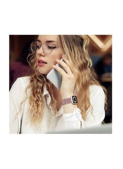 RiZOW RiZOW Milanese Metal Stainless Steel Mesh Loop Replacement Band Magnetic Clasp Compatible With Apple iWatch Band 7/6/5/4/3/2/1/SE 42mm/44mm/45mm, Rose Gold  - Image 4