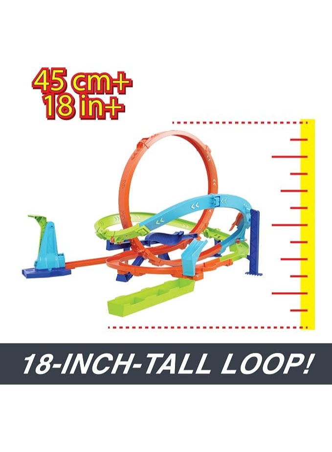 Hot Wheels Action Loop Cyclone Challenge Track Set with 1:64 Scale Toy Car, 18-Inches Tall - Image 5