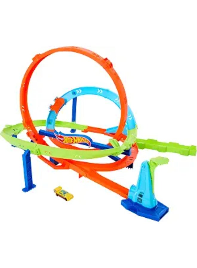 Hot Wheels Action Loop Cyclone Challenge Track Set with 1:64 Scale Toy Car, 18-Inches Tall - Image 3