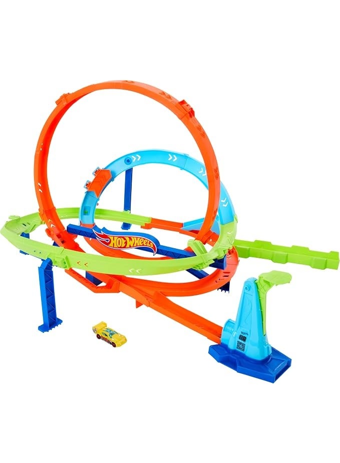 Hot Wheels Action Loop Cyclone Challenge Track Set with 1:64 Scale Toy Car, 18-Inches Tall - Image 4