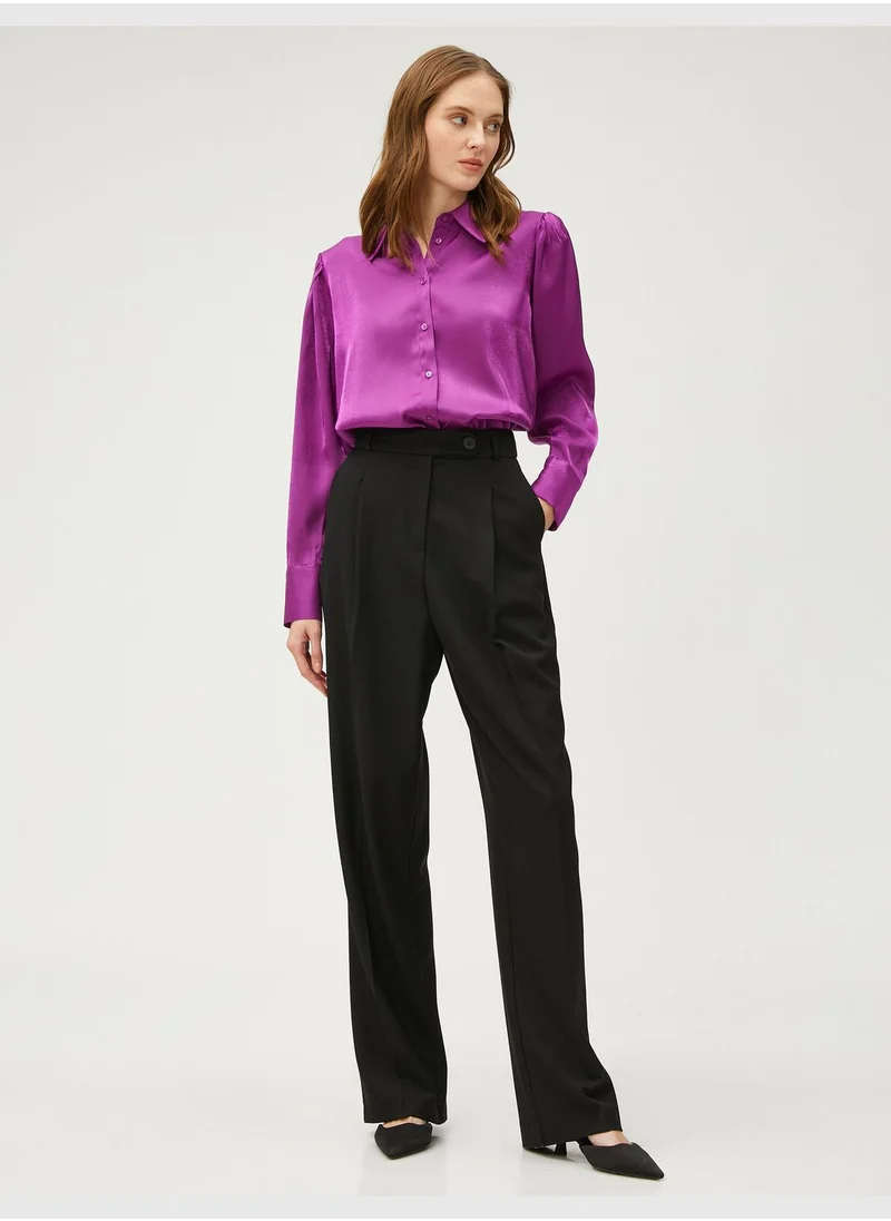 كوتون Draped Shoulder Satin Shirt