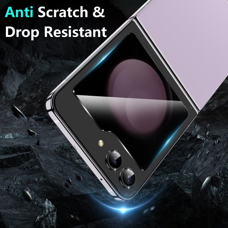 YWXTW [ 2023 Upgraded Alignment Tool for Samsung Galaxy Z Flip 5 Screen Protector, 2 Pack Inner Soft EPU + 2 Pack Front Tempered Glass + 2 PCS Metal Camera Lens Protector, Case Friendly - Image 3