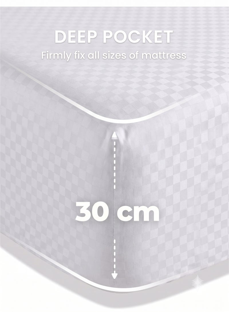 ZEESQUARE 4-Piece Luxury Printed Microfiber Bed Sheet Set | Mini Check Pattern Bedding Set with Flat Sheet, Fitted Sheet & 2 Pillow Covers | Soft Breathable Hotel Quality Bed Sheets for King, Queen & Single Beds - Image 5