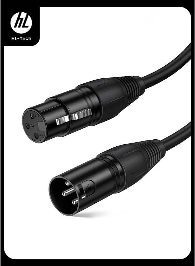 HL-Tech XLR Male to Female Microphone Cable, 3-Pin Balanced Extension Cable, Suitable for Recording, Mixing, Speaker Systems, DMX Lighting, Mixing, and Amplifiers 1m - Image 1