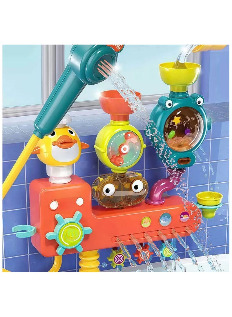 Baby Toddler Bath Wall Toy ，Waterfall Spinning Gears & Rotating Googly Eyes -  Attach to Any Tub or Shower - Spin N Sprinkle Water Lab - Wall-Mounted, Battery-Operated Shower Head & Spin N Sprinkle Set  - Image 3