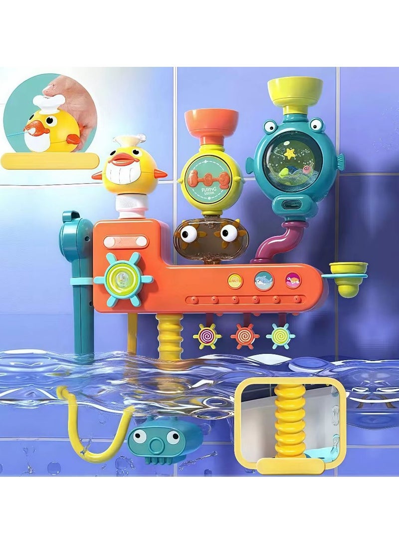 Baby Toddler Bath Wall Toy ，Waterfall Spinning Gears & Rotating Googly Eyes -  Attach to Any Tub or Shower - Spin N Sprinkle Water Lab - Wall-Mounted, Battery-Operated Shower Head & Spin N Sprinkle Set  - Image 2