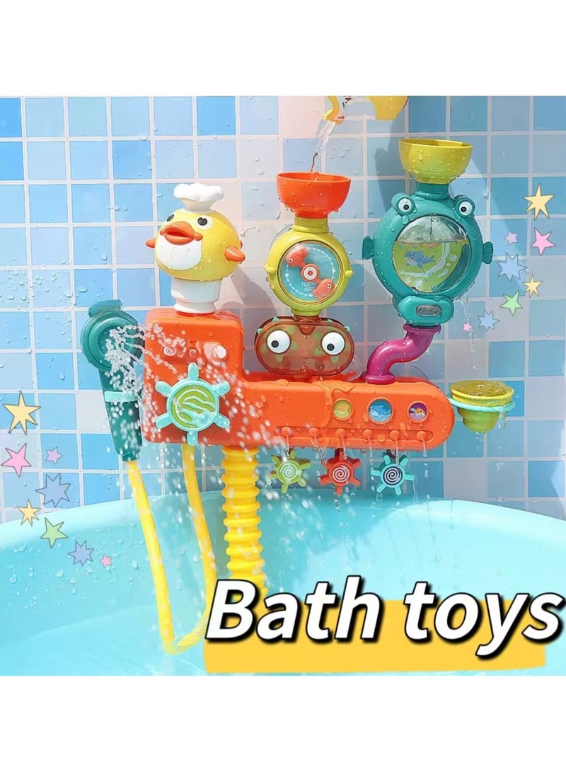 Baby Toddler Bath Wall Toy ，Waterfall Spinning Gears & Rotating Googly Eyes -  Attach to Any Tub or Shower - Spin N Sprinkle Water Lab - Wall-Mounted, Battery-Operated Shower Head & Spin N Sprinkle Set  - Image 1