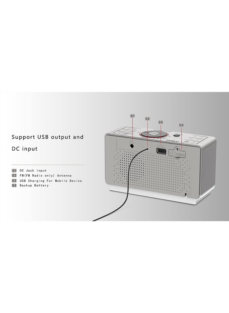 آي توما راديو ساعة المنبه iTOMA مع مكبر صوت بلوتوث ، راديو FM ، إنذار مزدوج مع Snooze ، شاشة LED كبيرة ، التحكم في مضيء ، خروجي شحن USB وإضاءة الليل - Image 4
