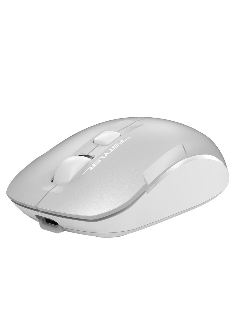 A4TECH Fstyler Dual-Functions Rechargeable Air 2 Mouse FB26CS Air2, [Desk+Air] & Dual Connectivity Mode (BT + 2.4GHz), Consistent Wireless Stability, USB Type-C Charging Cable, White Backlit, Icy White  - Image 2