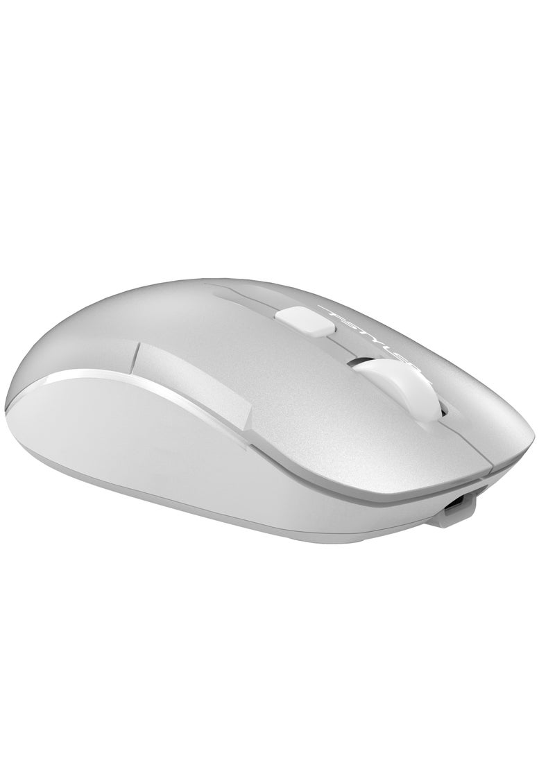 A4TECH Fstyler Dual-Functions Rechargeable Air 2 Mouse FB26CS Air2, [Desk+Air] & Dual Connectivity Mode (BT + 2.4GHz), Consistent Wireless Stability, USB Type-C Charging Cable, White Backlit, Icy White  - Image 3