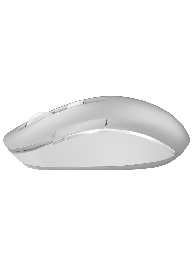 A4TECH Fstyler Dual-Functions Rechargeable Air 2 Mouse FB26CS Air2, [Desk+Air] & Dual Connectivity Mode (BT + 2.4GHz), Consistent Wireless Stability, USB Type-C Charging Cable, White Backlit, Icy White  - Image 4