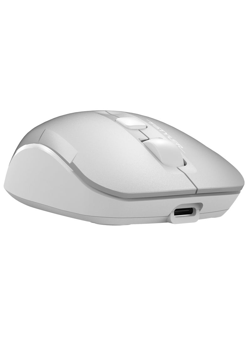 A4TECH Fstyler Dual-Functions Rechargeable Air 2 Mouse FB26CS Air2, [Desk+Air] & Dual Connectivity Mode (BT + 2.4GHz), Consistent Wireless Stability, USB Type-C Charging Cable, White Backlit, Icy White  - Image 5