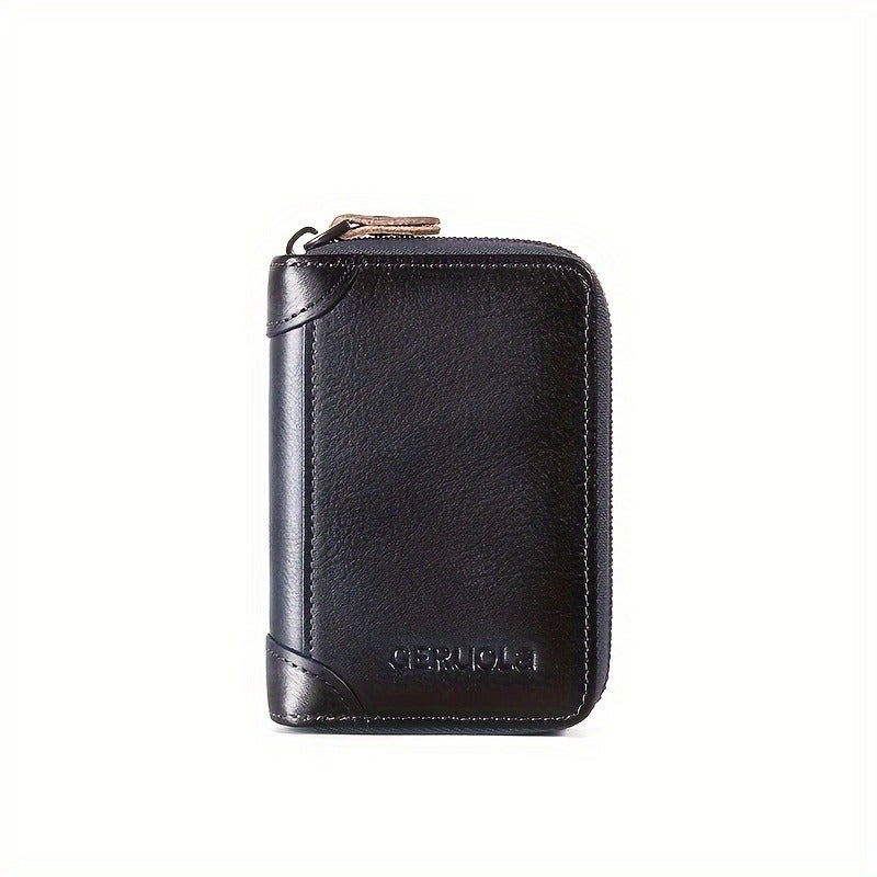 GERUOLA Men's Genuine Leather Multi-Card Wallet with RFID Blocking, Large Capacity, Vintage Style, Gradual Color Change - Perfect Gift for Any Occasion
