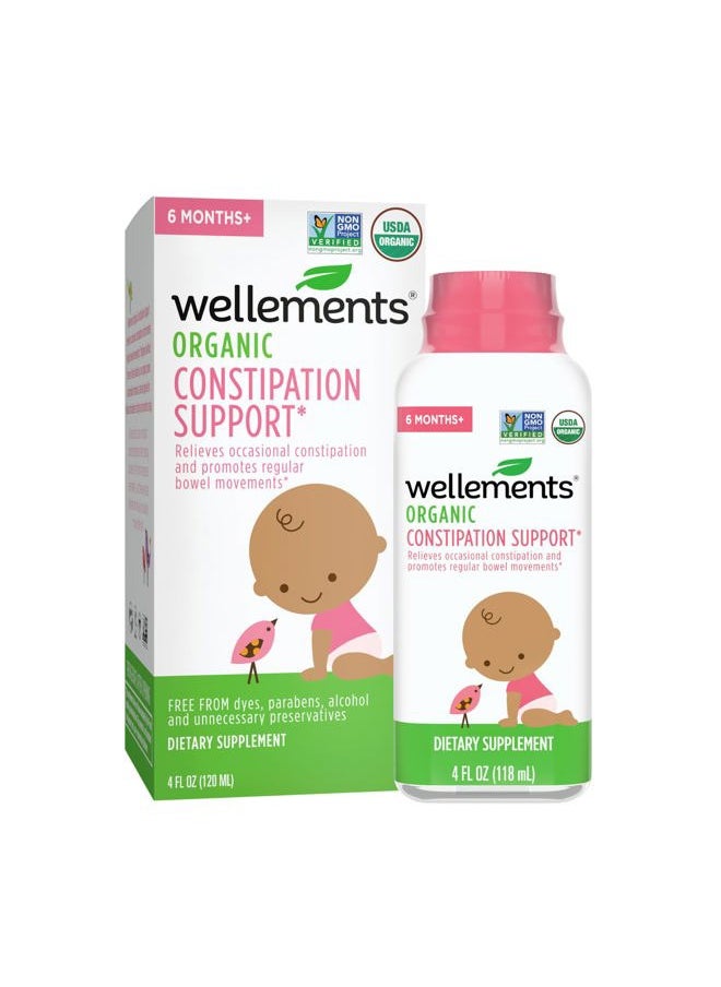 Wellements Organic Constipation Support | Safe and Gentle Organic Constipation Relief for Infants, Babies and Toddlers | No Harsh Laxatives | USDA Certified Organic | 4 Fl Oz. 6 Months +  - Image 1