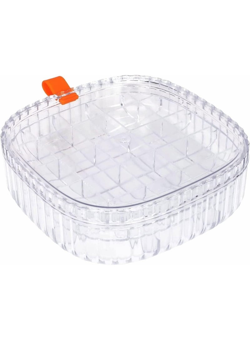 صندوق مجوهرات أكريليك منظم للأقراط مربع من2 دورمع غطاء، صندوق مجوهرات قابل للتكديس حامل عرض مجوهرات للأقراط والقلائد والخواتم - شفاف - Image 2