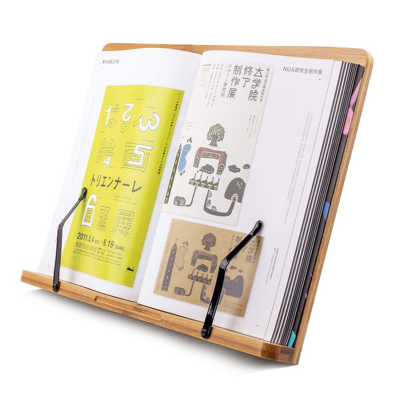 Goldwish Large A+ (15.4 x 11) Inch XL Bamboo Book Stands & Holders for Reading Hands Free in Bed,Cookbook,Textbook,Law,with 6 Adjustable Height Document Stand - Image 1