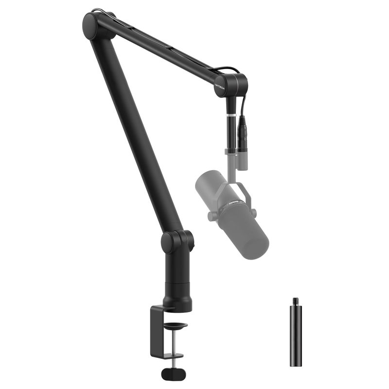 i-XTECH IXTECH Boom Arm Mic Stand with Extension Tube Upgraded Microphone Arm for Shure SM7B MV7 Blue Yeti Sturdy Stainless Steel Mic Arm Desk Stand Foldable Scissor Arm Microphone Mount for Podcast Gaming - Image 1