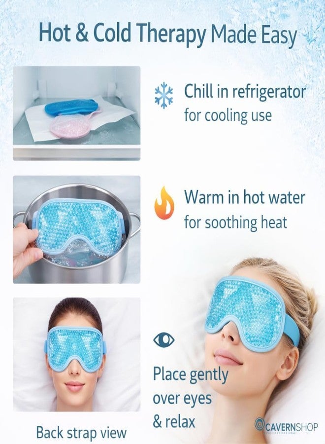 JELVI Reusable Gel Beads Eye Mask for Hot & Cold Therapy | Cooling Eye Mask for Sleeping, Puffy Eyes & Eye Relaxation | Adjustable Elastic Strap - Image 3