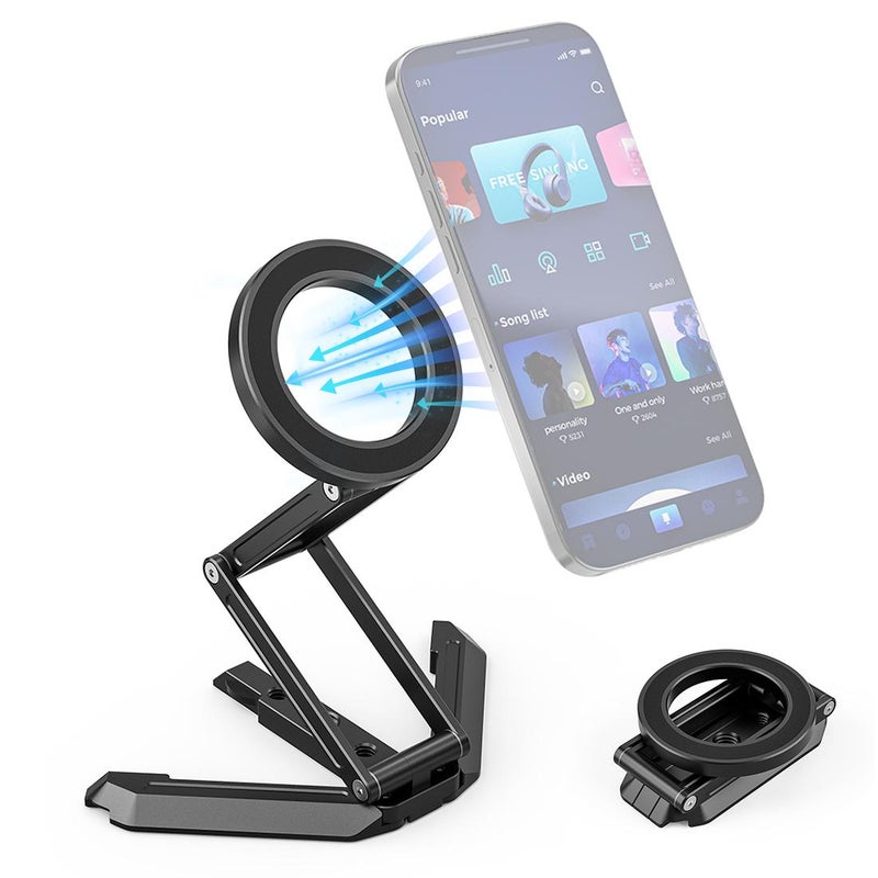 PULUZ MagSafe Desktop Live Streaming Magnetic Foldable Phone Holder Bracket (Black)
