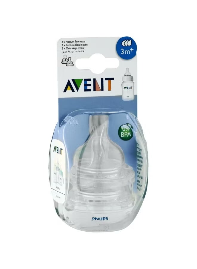 Philips Pack Of 2 Philips Avent Natural Teat, 3 Months + - Image 1