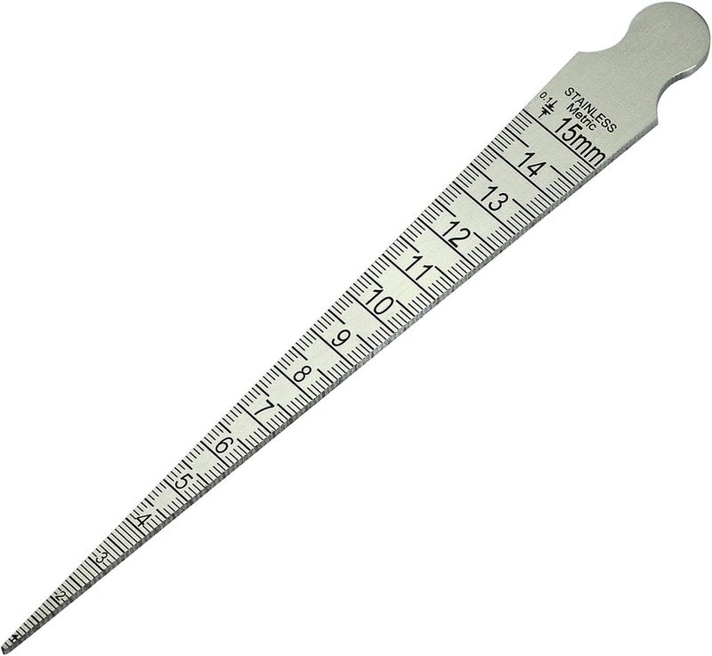 RIVERWELD Taper Welding Gauge Max Range: 5/8" & 15mm Min Range: 1/32" & 1.0mm Measure Weldment Gap Bore Hole Markings Both side Inches Metric - Image 2