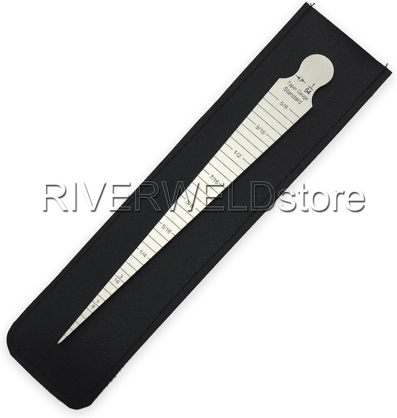 RIVERWELD Taper Welding Gauge Max Range: 5/8" & 15mm Min Range: 1/32" & 1.0mm Measure Weldment Gap Bore Hole Markings Both side Inches Metric - Image 4