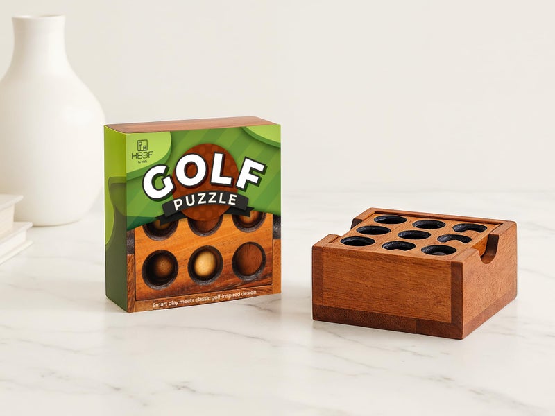 BSIRI Wooden Board Games Educational Sets Classic for Coffee Table or Home Decor and Living Room Decor Rustic Golf Game (Gopher Holes) Made by Wooden for Brain Teaser Puzzle - Image 5