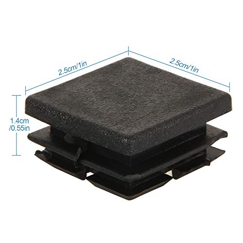 HNBun 100Pack 1inch Square Tube End Caps, Black Square Plastic Plug Durable Glide Insert Pipe Covers, Small Tubing Post End Caps for Square Tubing Chair Table Stool Leg, Furniture Legs Replacement Caps - Image 2