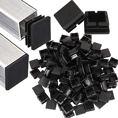 HNBun 100Pack 1inch Square Tube End Caps, Black Square Plastic Plug Durable Glide Insert Pipe Covers, Small Tubing Post End Caps for Square Tubing Chair Table Stool Leg, Furniture Legs Replacement Caps - Image 1